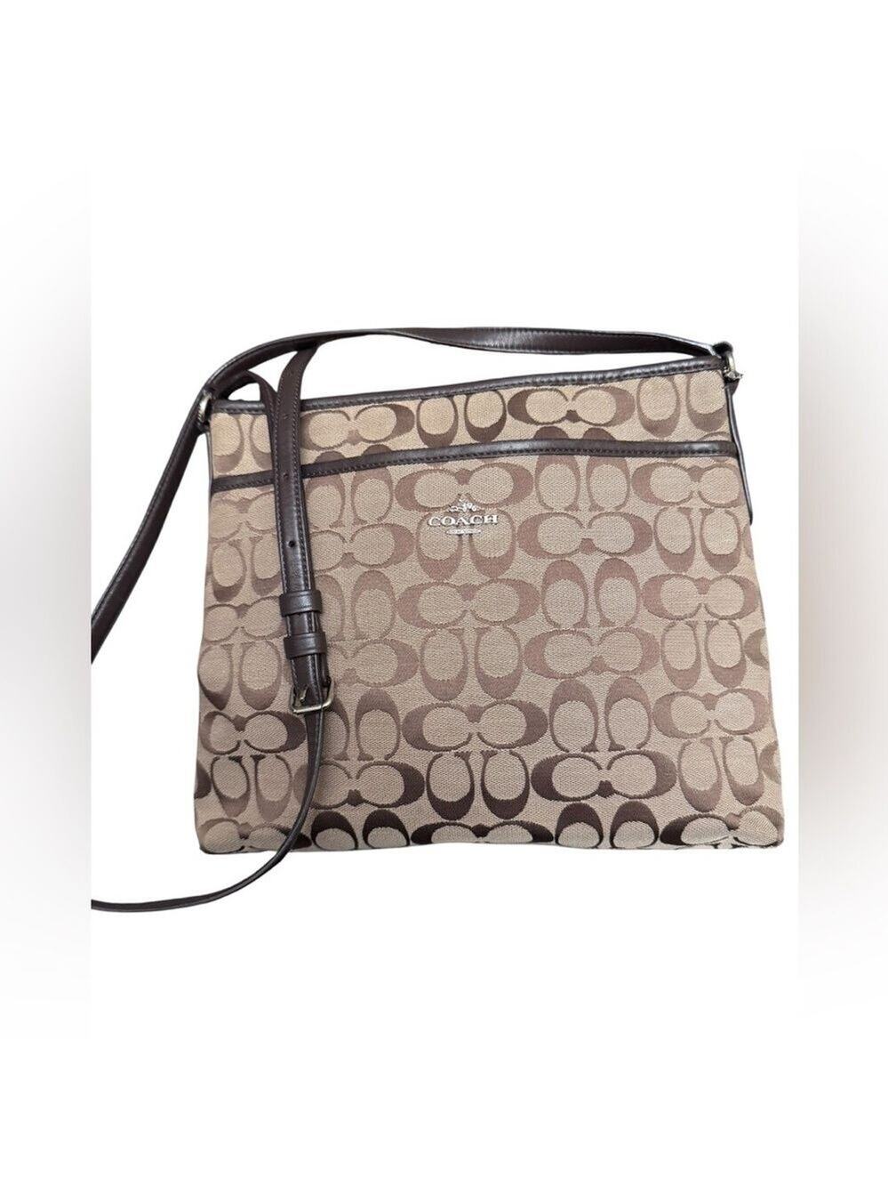Coach Signature Canvas File Crossbody w Dust Bag